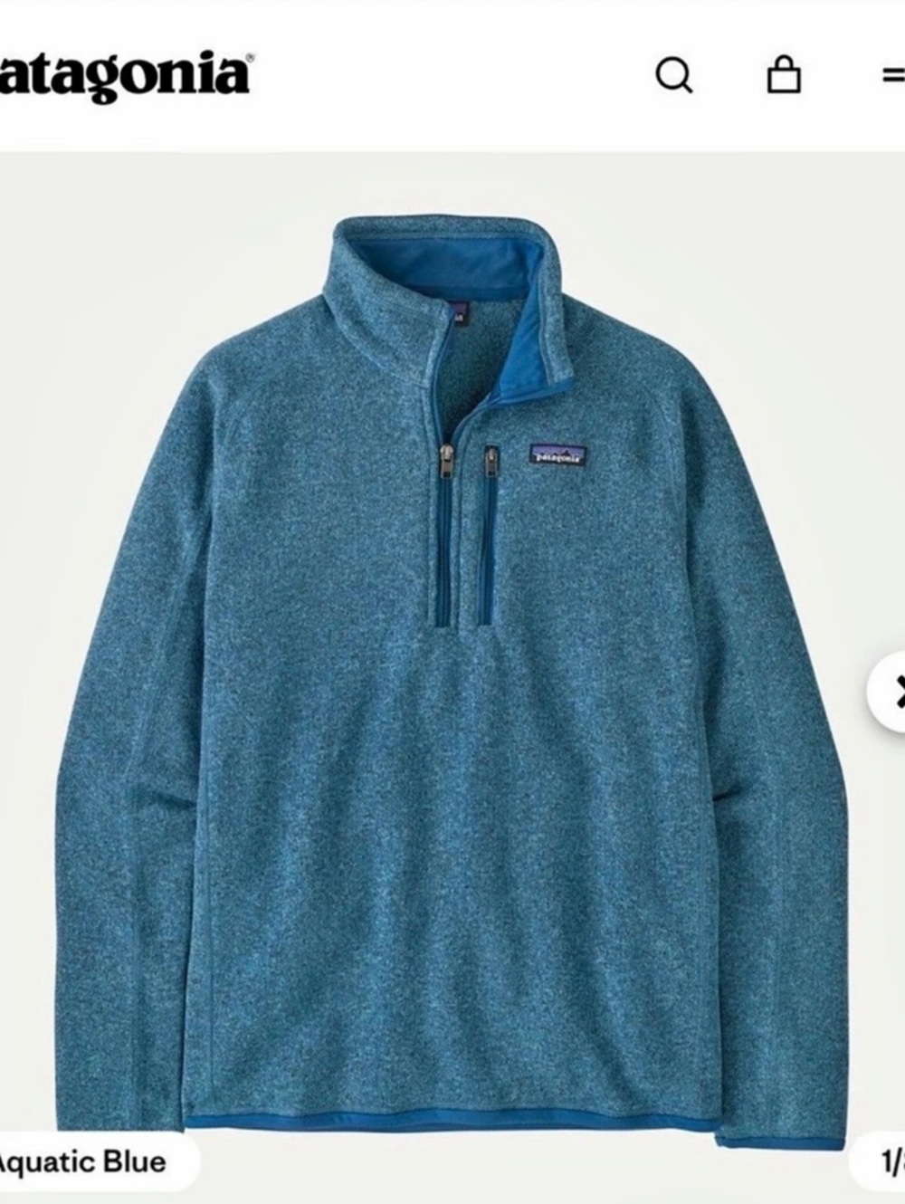 Patagonia Men's Better Sweater 1/4-Zip Fleece Blue XL